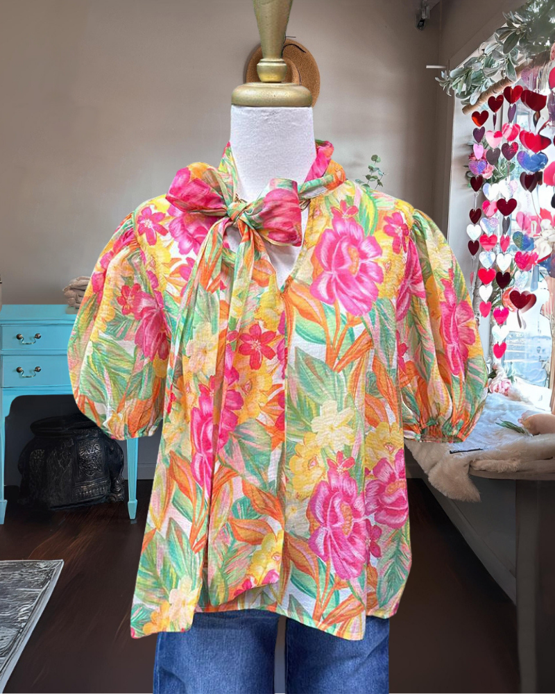 Bright Floral Painted Top