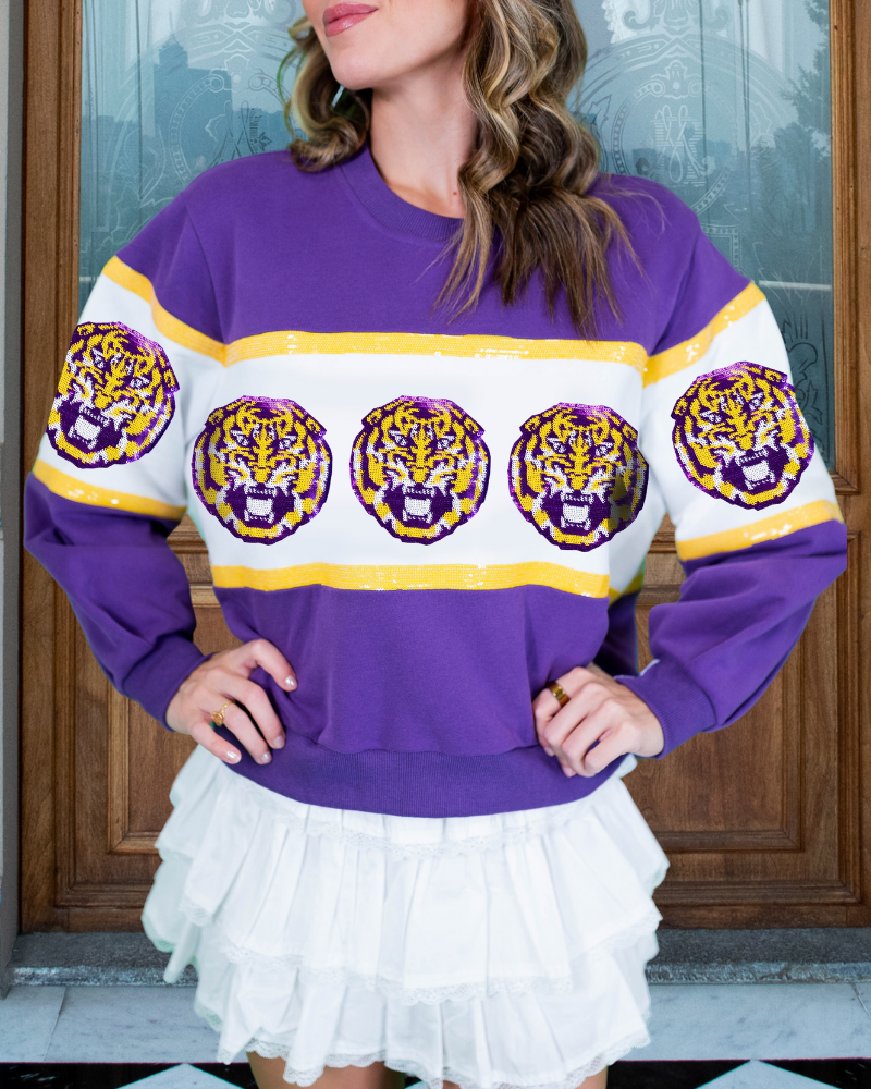 Trendy Tiger Sequined Sweatshirt