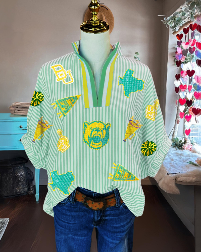 Baylor Bears Sequined Cheer Stripe Top