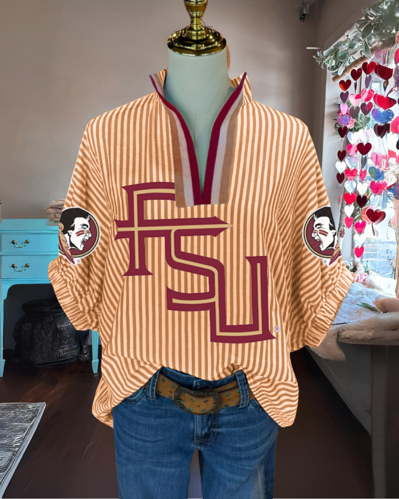 FSU Seminoles Striped V-Neck Top