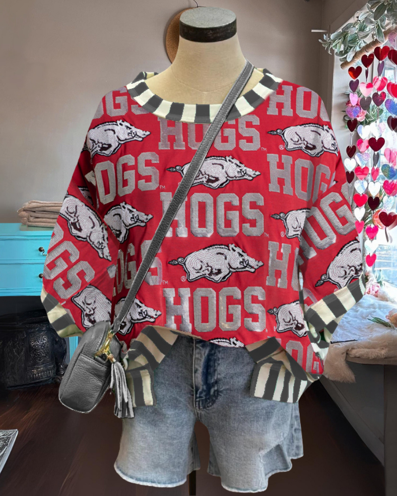 HOGS Sequin Stripe Trim T-shirt