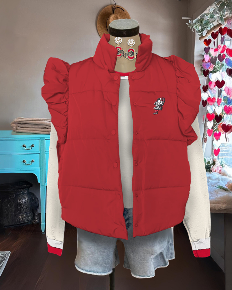 Ohio State Ruffle Vest Coat