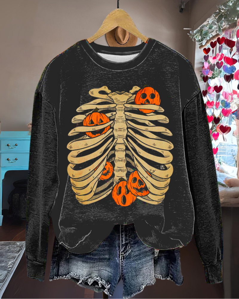 Funny Skull Pumpkin Sweatshirt