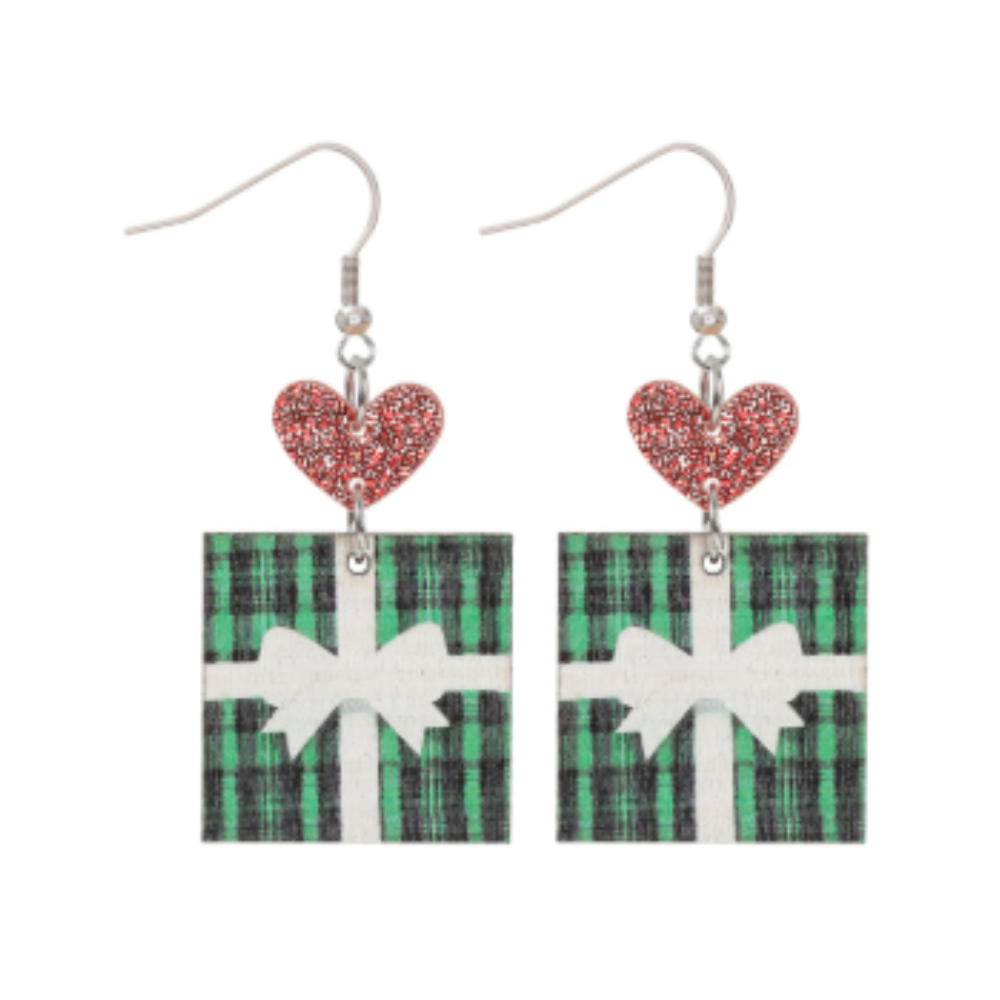 Christmas Gift Box Trim Earrings