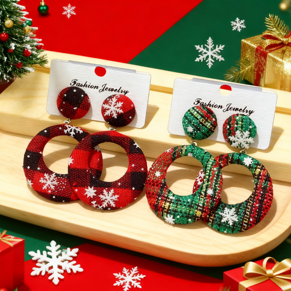 Christmas Trim Round Earrings