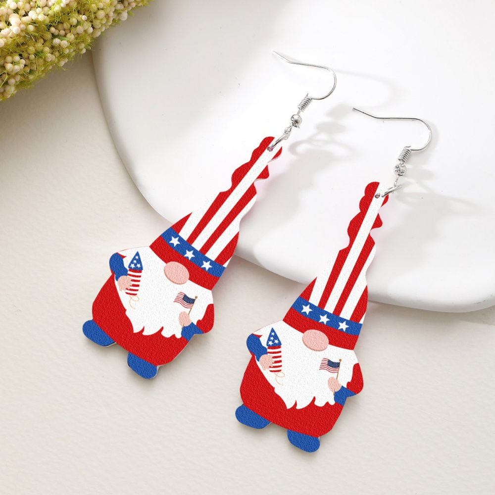 US Stars Stripes Dangle Earrings