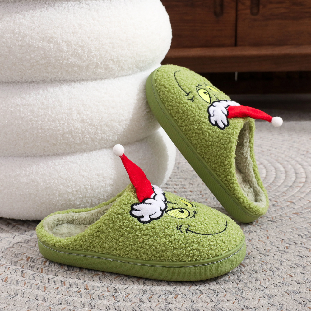 Chic Christmas Grinch Slippers