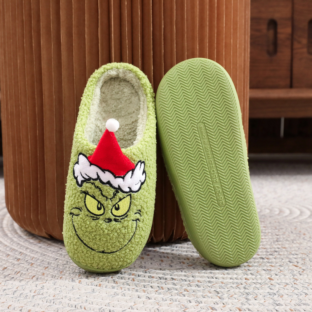 Chic Christmas Grinch Slippers