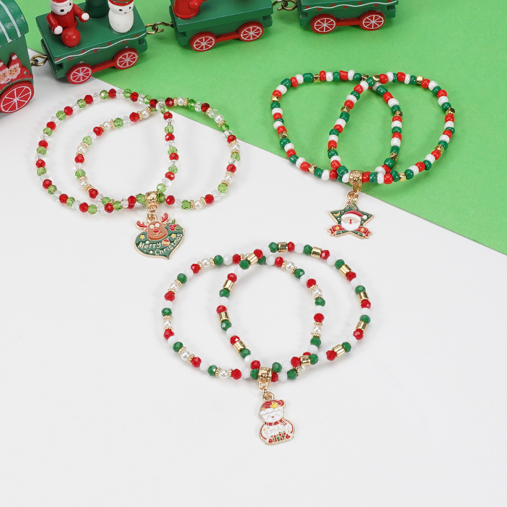 Cute Christmas Trim Beaded Bracelet