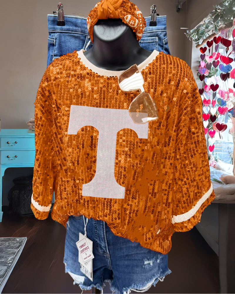 Tennessee Sequined Crew Neck Top