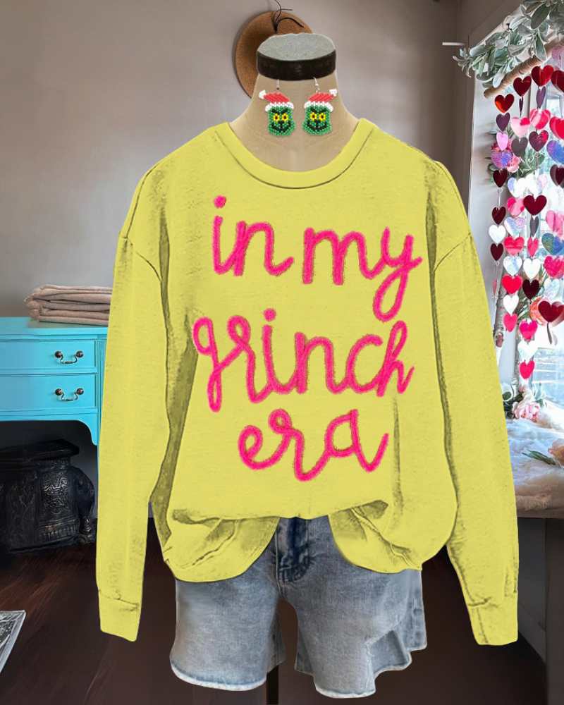 Playful In My Grinch Era Sequin Sweatshirt