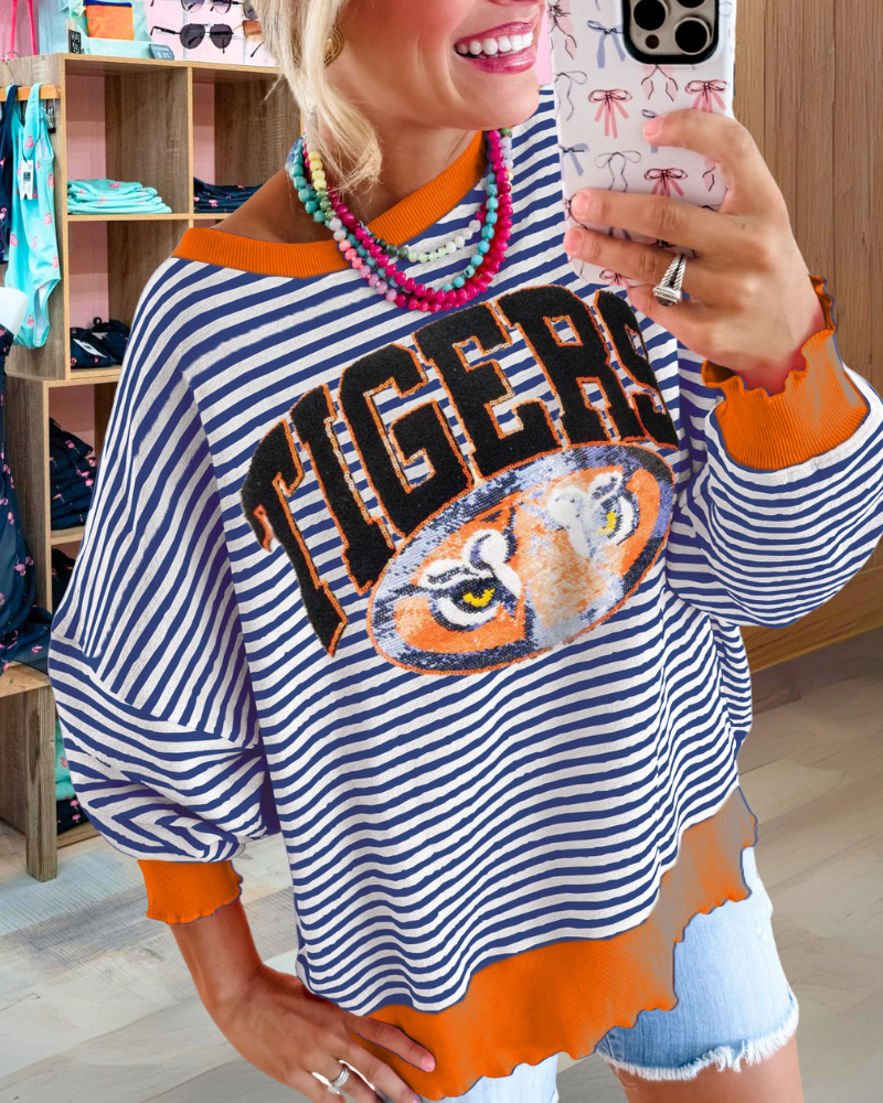 Auburn Tigers Sequin Striped Sweatshirt