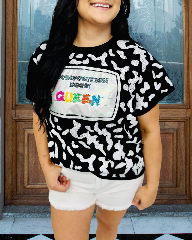 Book Leopard Print Sequined T-shirt