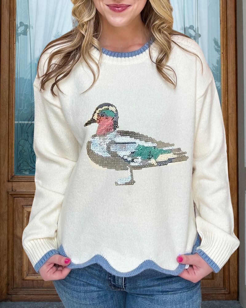 Unique Duck Contrast Trim Sweater
