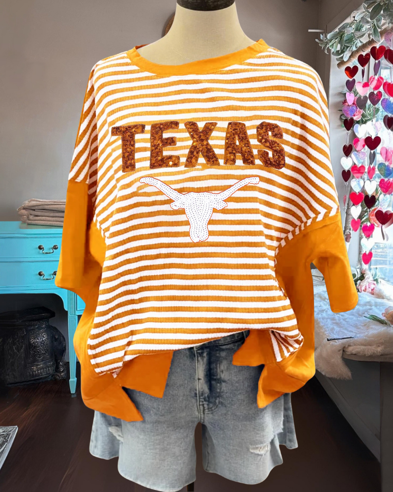 TEXAS Sequin Striped T-shirt