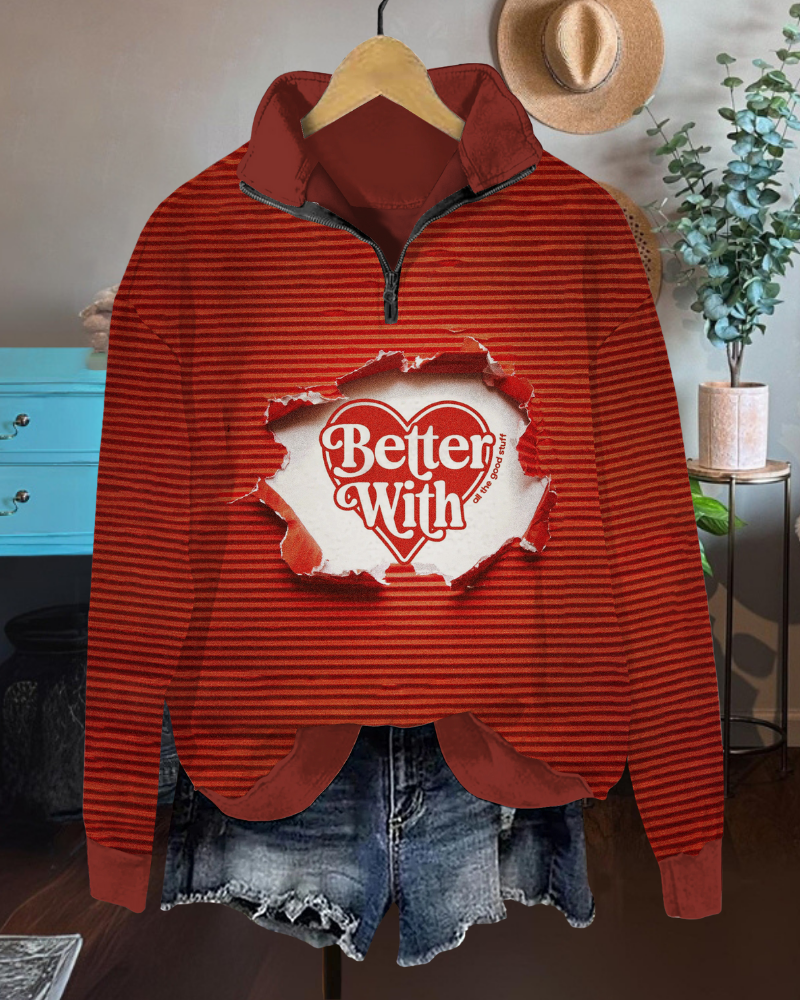 Better With Striped Half-Zip Pullover