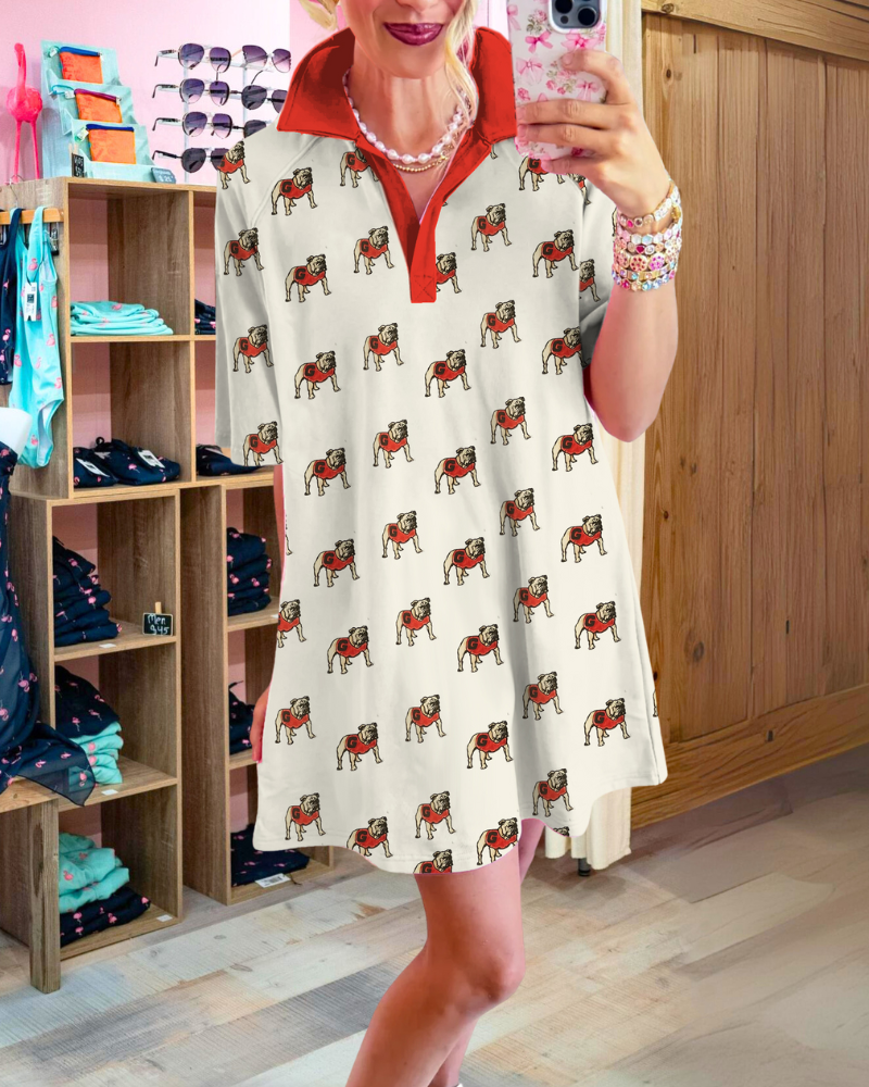 Bulldog Contrast Trim Mini Dress