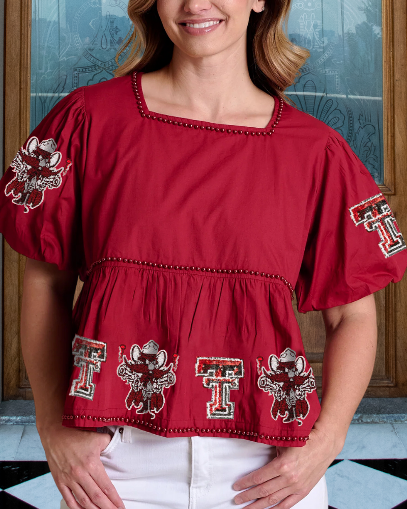 Sparkly Team Logo Peplum Top
