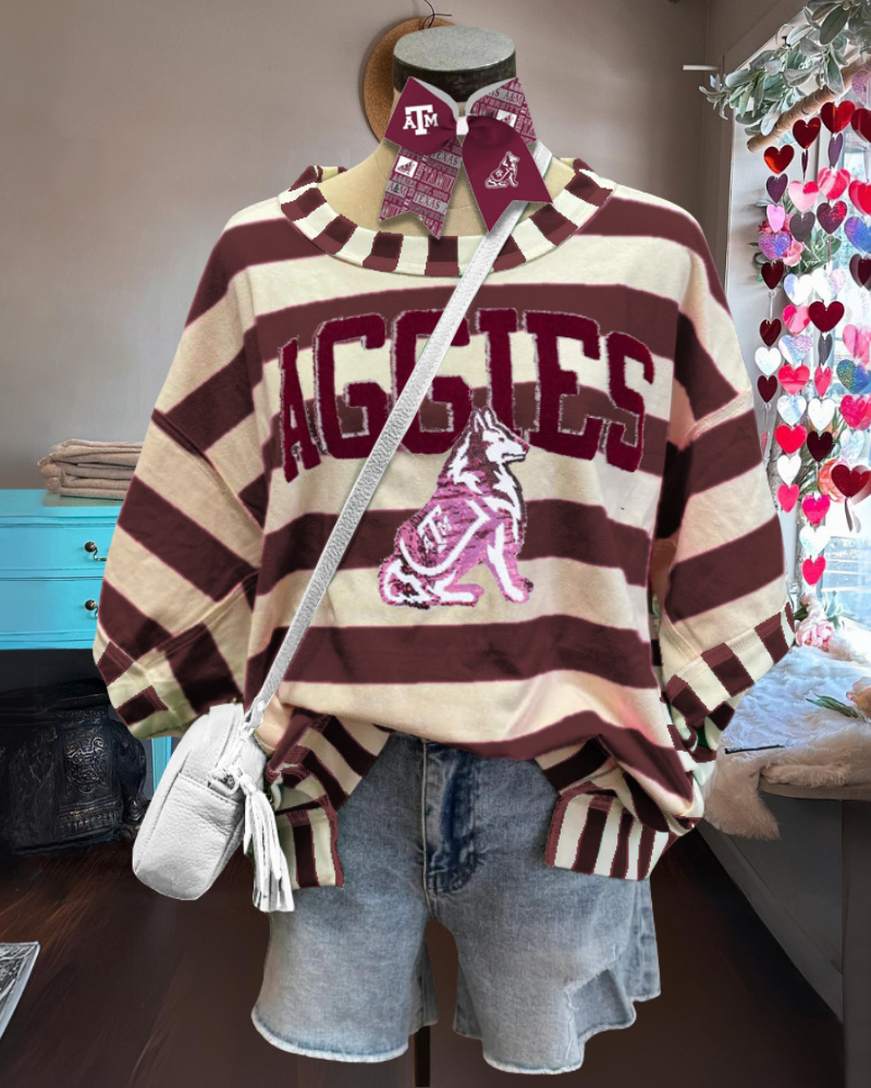 Stylish Sequin Animal Striped Pullover