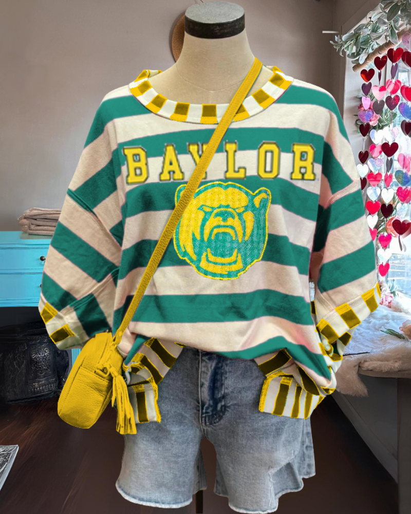 Baylor Bears Striped Sequined T-shirt