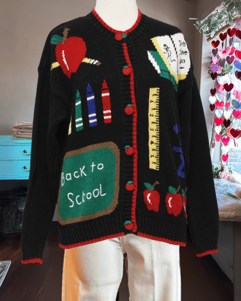 Back To School Embroidered Cardigan