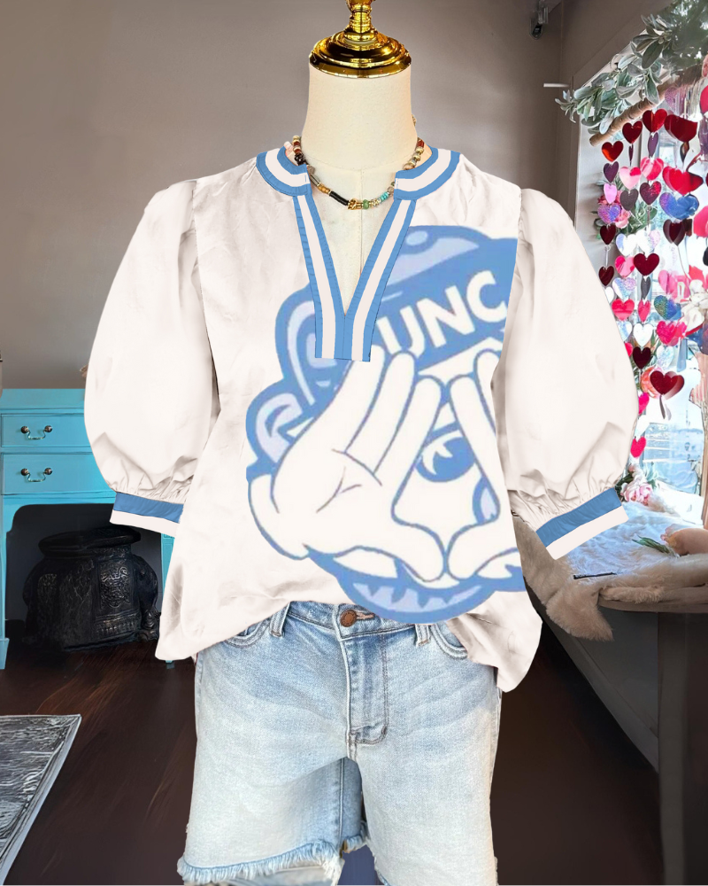 Playful UNC Rameses Satin Top