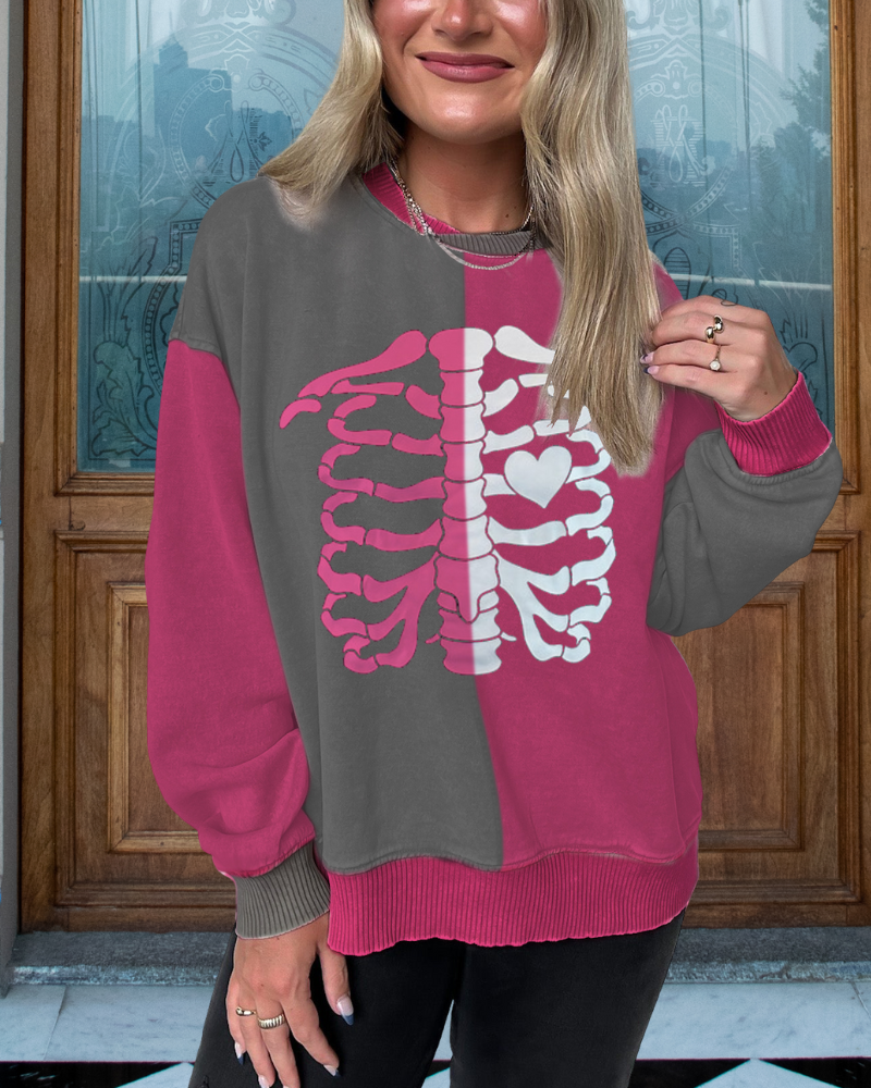 Unique Skull Colorblock Sweatshirt