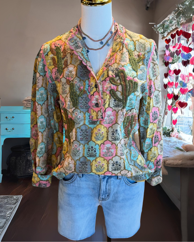Boho Satin Stitch Top