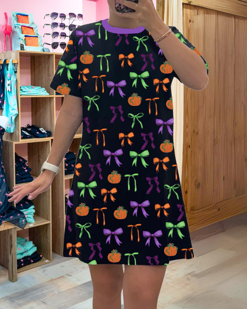 Halloween Print Bow Dress