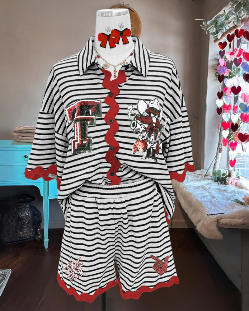 Sequin Texas Tech Striped Set