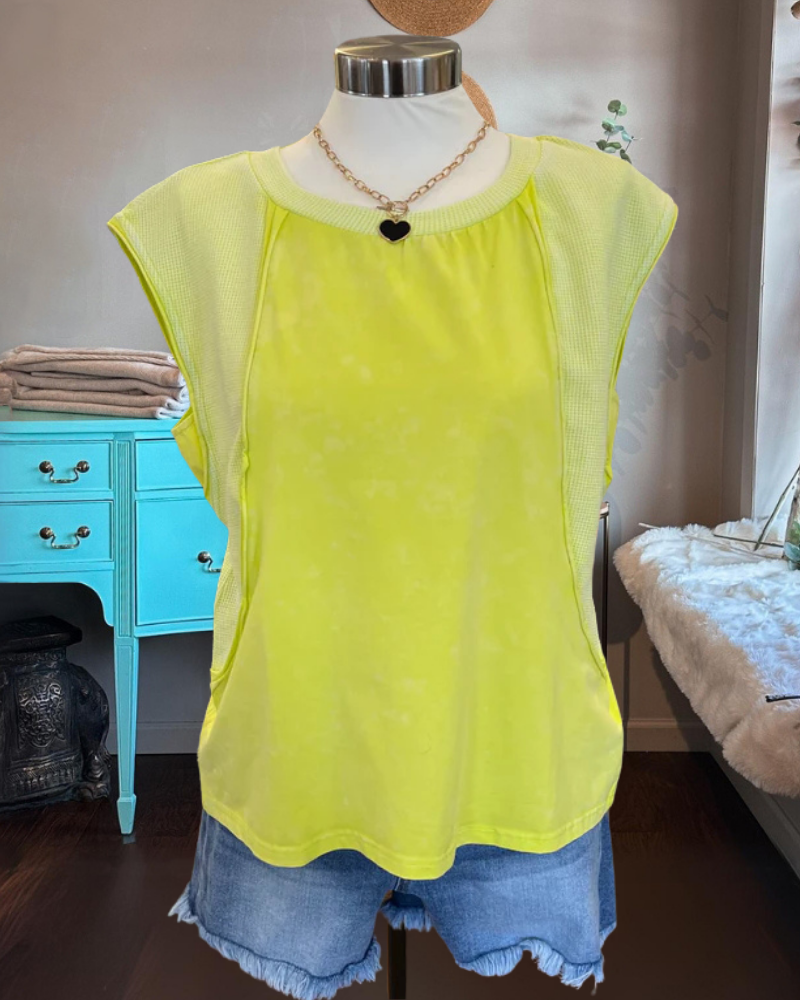 Ribbed Trim Sleeveless Top