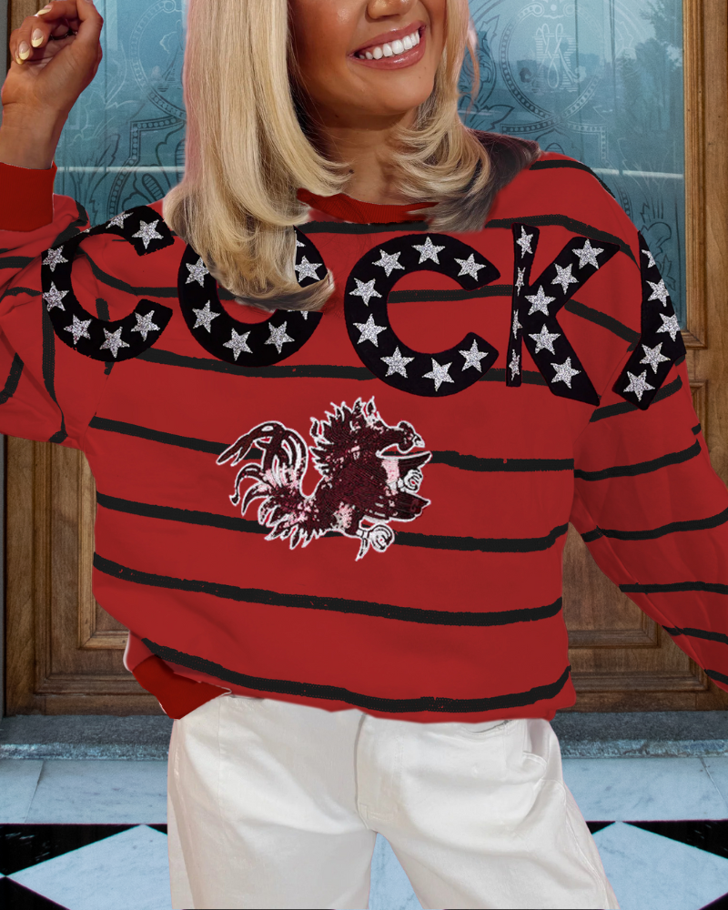 Star Pattern Rooster Striped Pullover