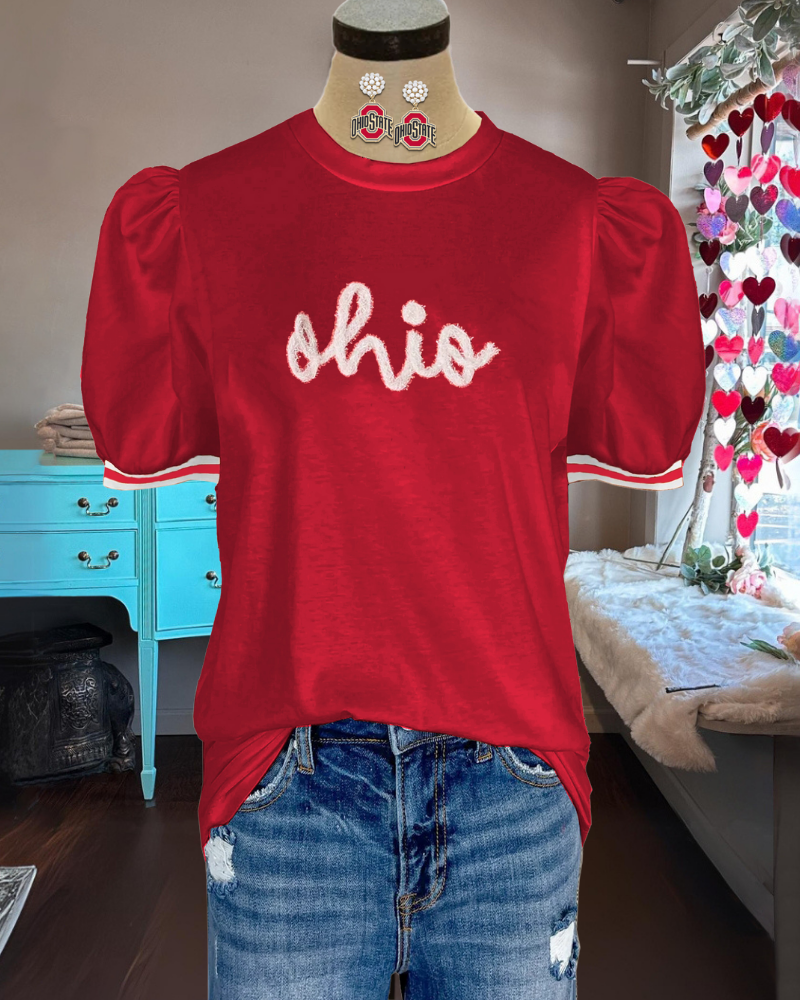 OHIO State Embroidered Top