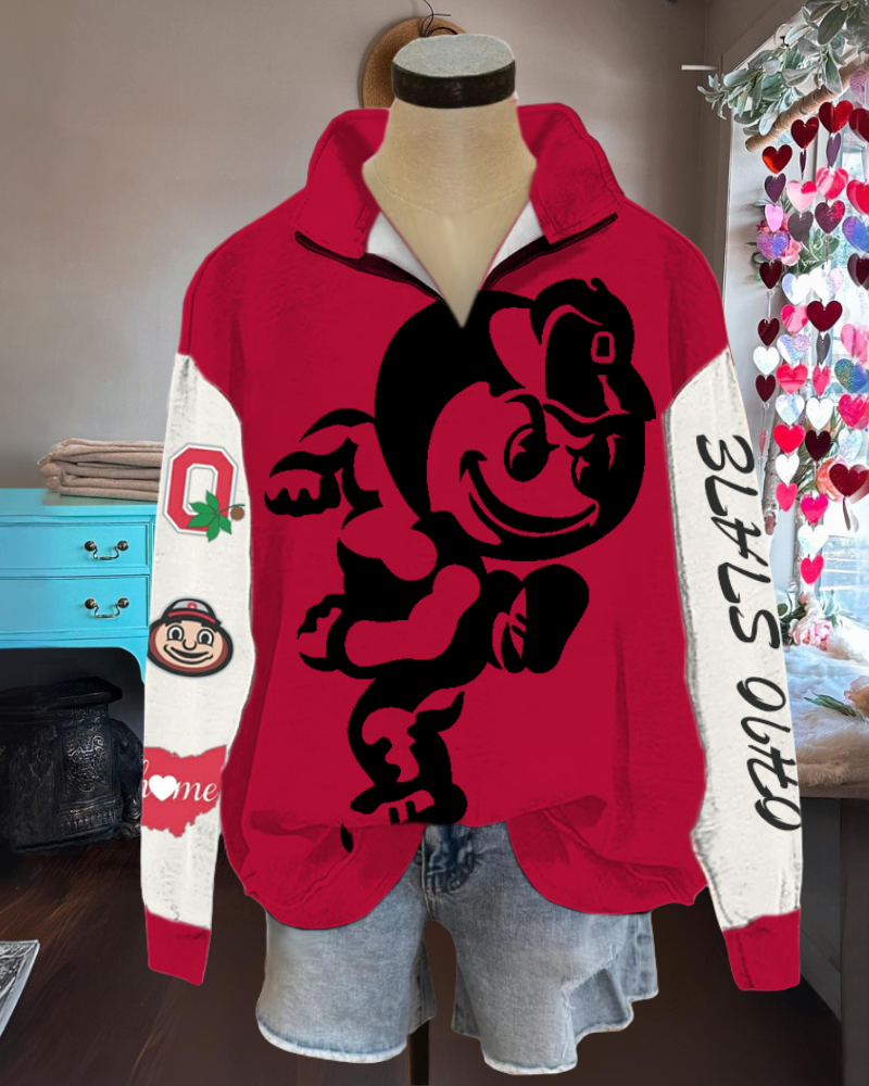 Ohio Brutus Buckeye Half Collar Pullover