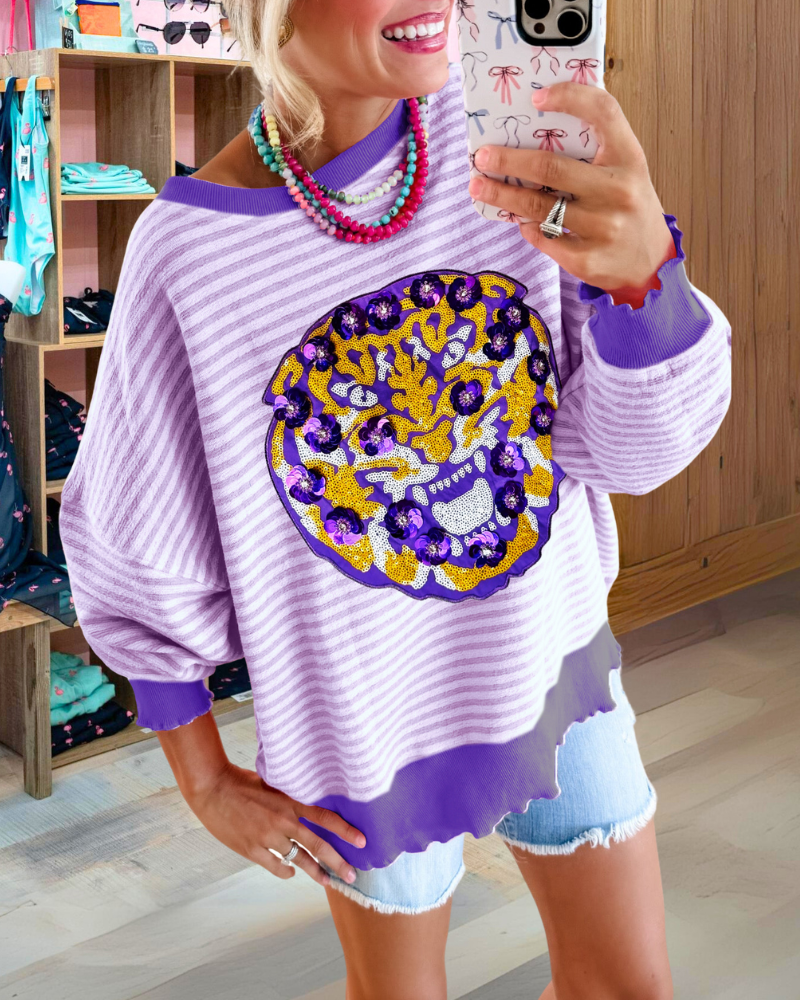 Sequin Tiger Striped Sweatshirt