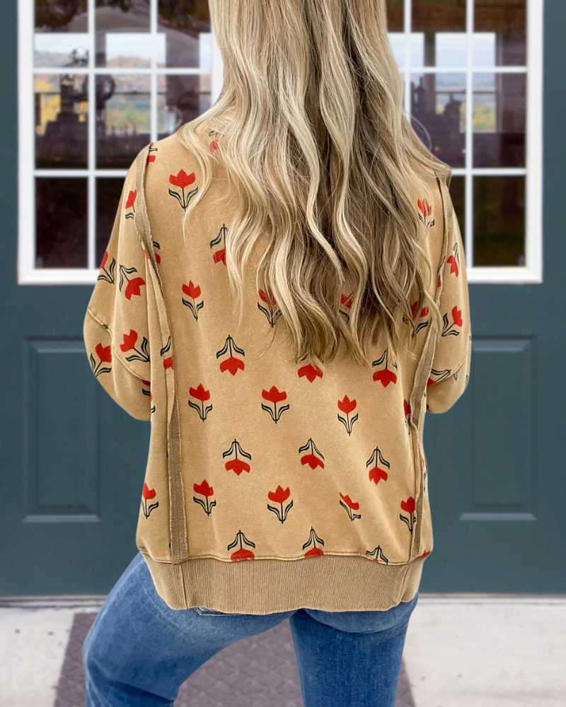 Retro Floral Crewneck Sweatshirt