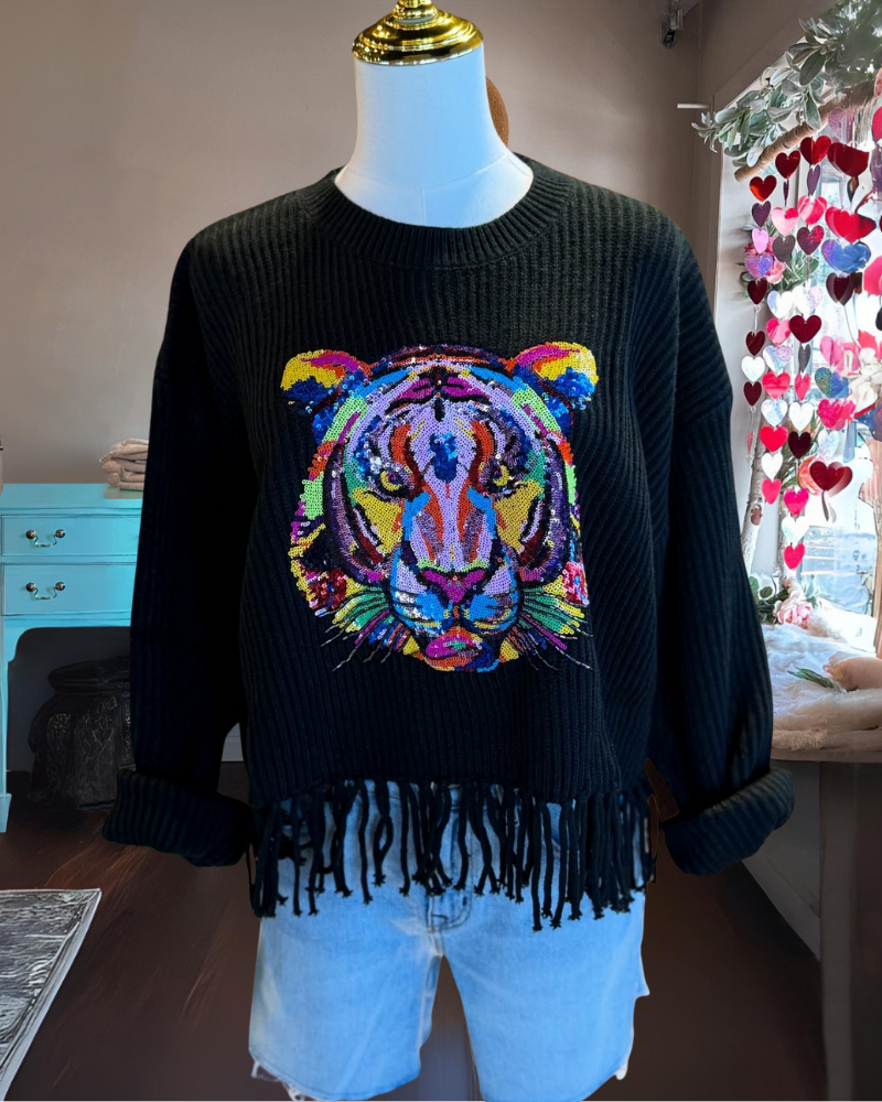 Sparkle Tiger Knit Top