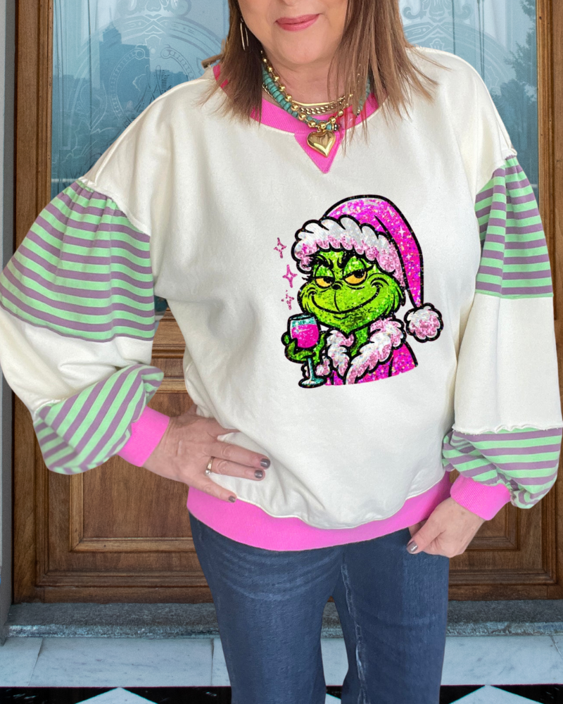 The Grinch Sequin Striped Sweatshirt