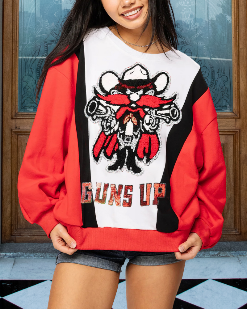 Texas Tech Guns Up Sequin Sweatshirt