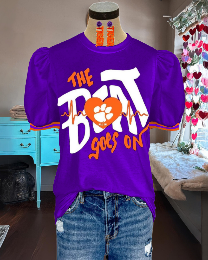 Clemson Tigers Puff Sleeve Top