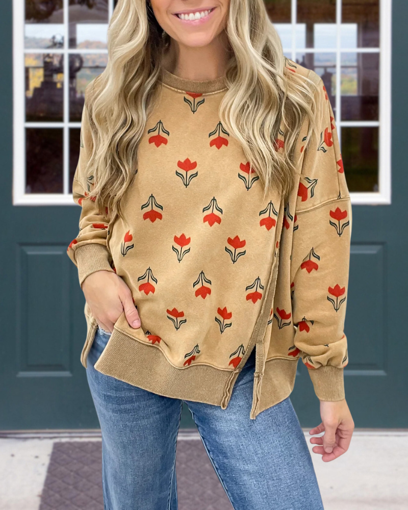 Retro Floral Crewneck Sweatshirt