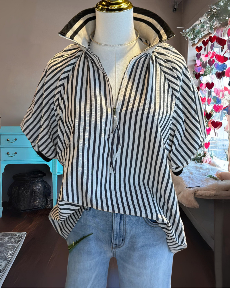 Zip Neck Stripe Top
