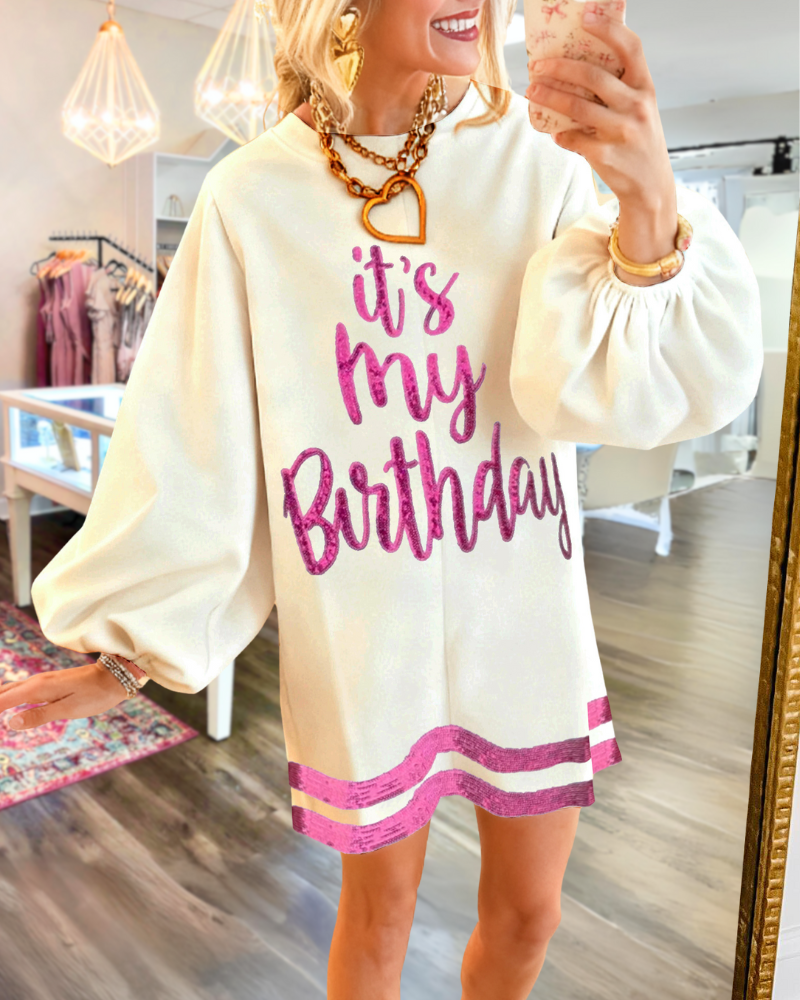 Birthday Print Mini Dress