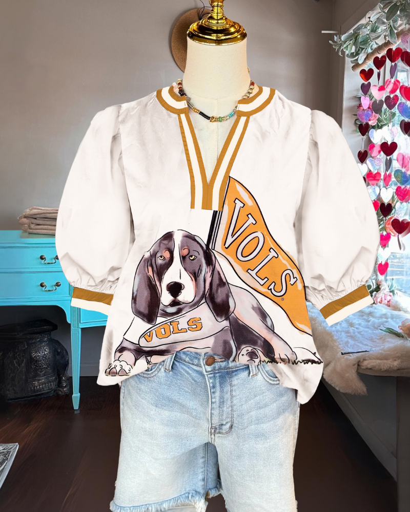 Tennessee Vols V-Neck Satin Top