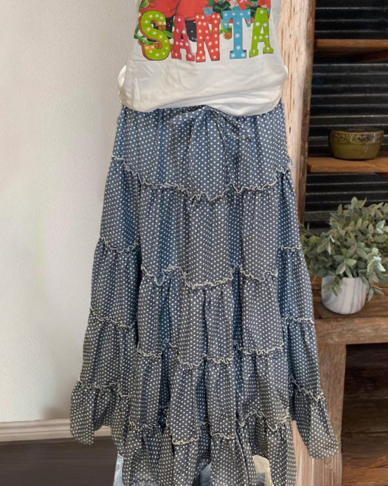 Polka Dot Layered Midi Skirt