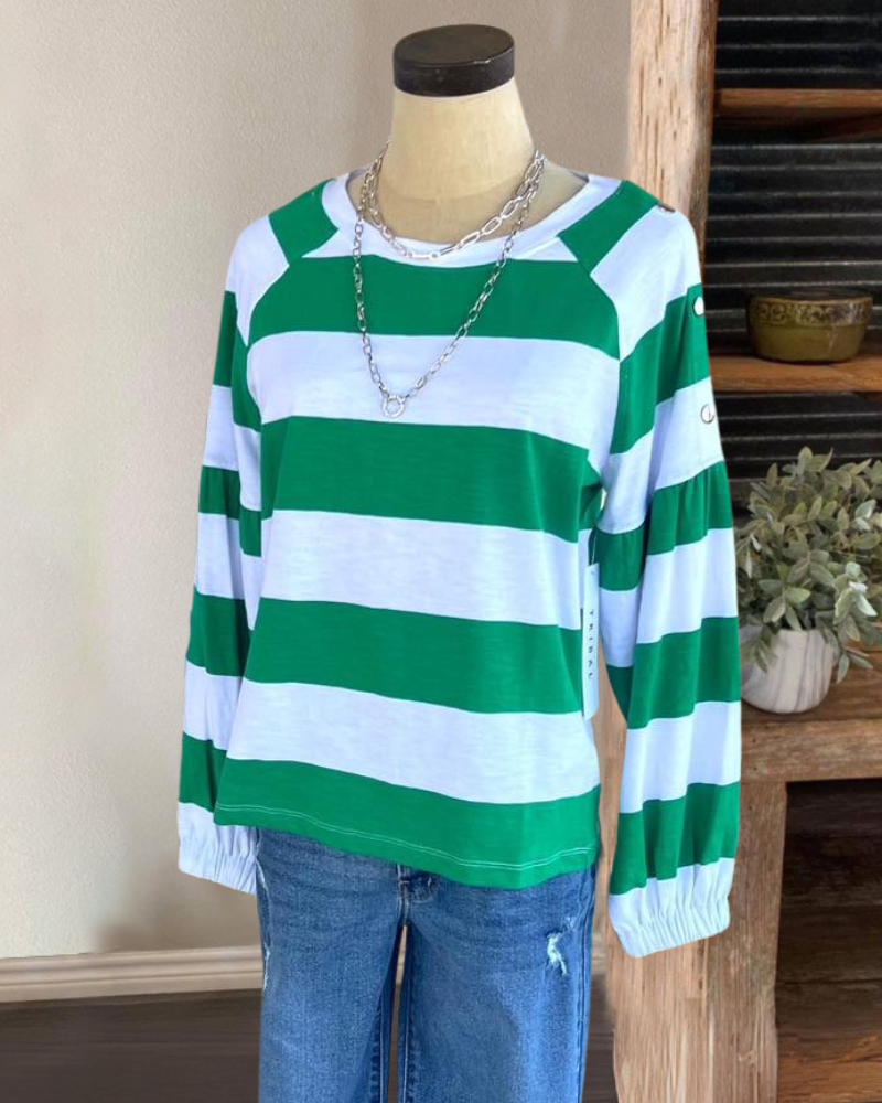 Stylish Striped Crew Neck Top