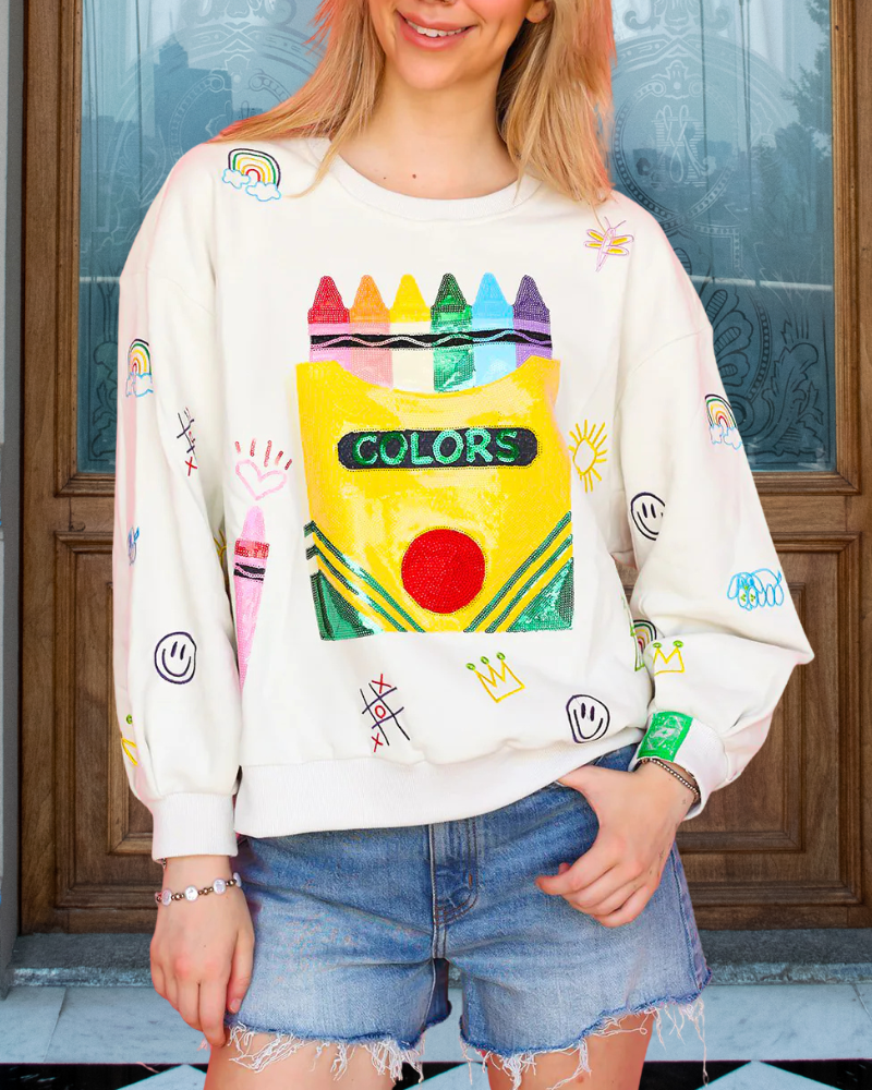 Sequin Embroidered Crayon Top