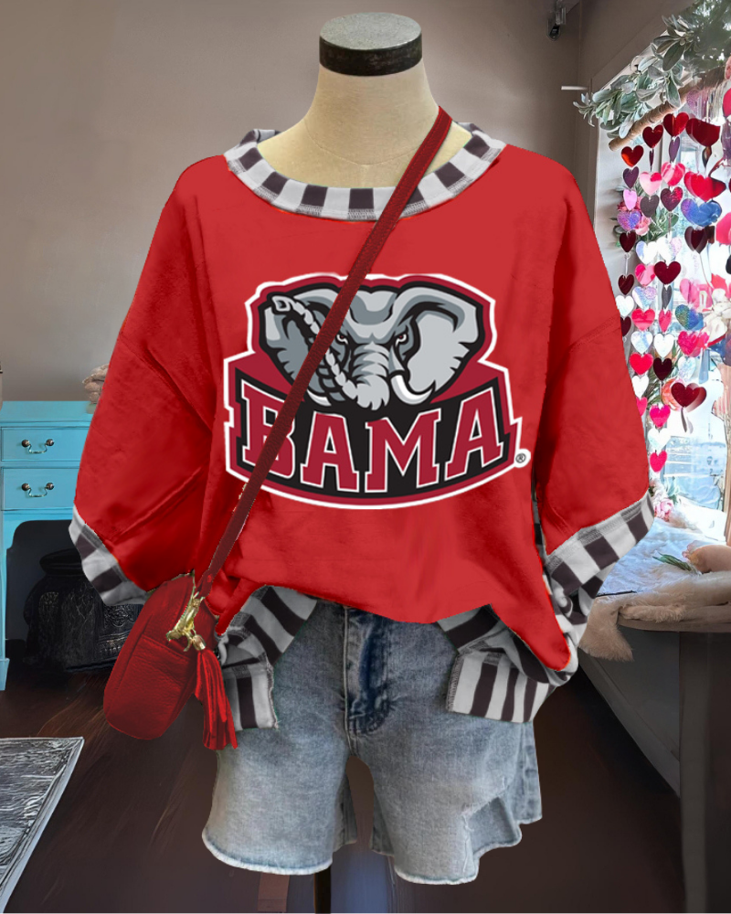BAMA Crimson Tide Striped Trim T-shirt