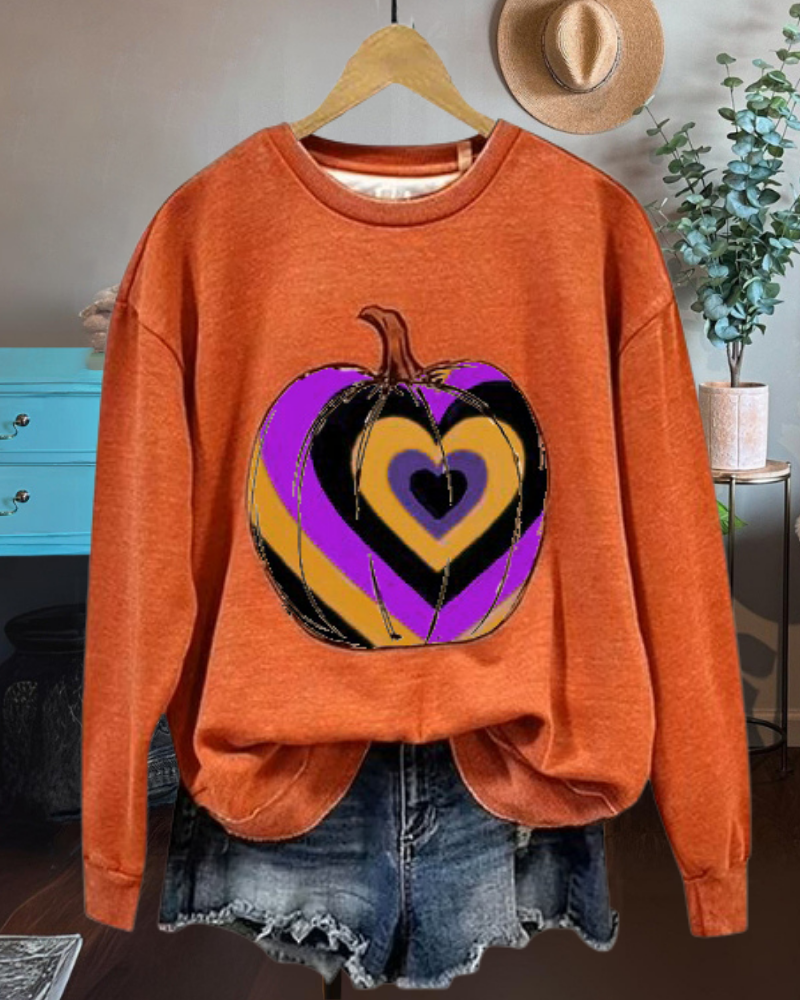Heart Pumpkin Crewneck Sweatshirt