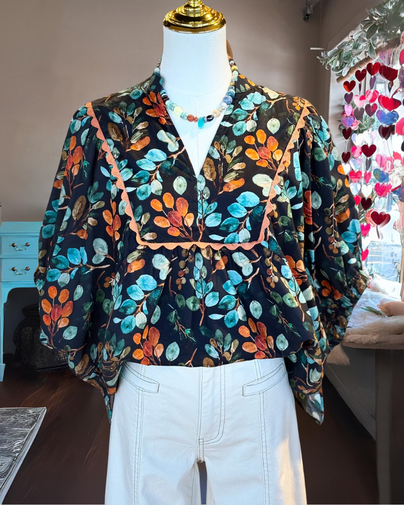 Vintage Leaf Printed Top